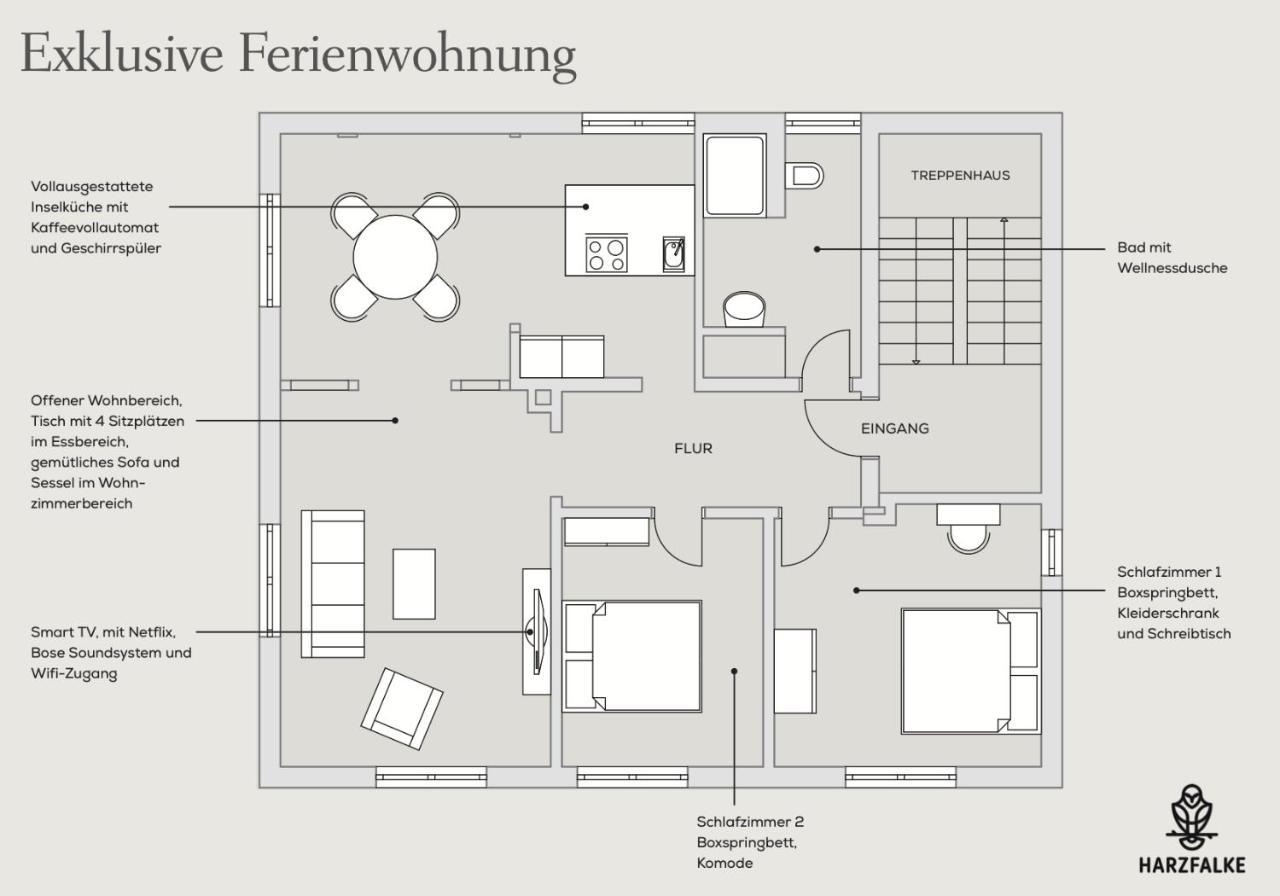 Harzfalke Apartment - Ankommen Und Wohlfuehlen. Wieda Exterior photo